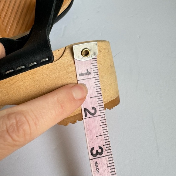 Skola Kajsa Clogs Mary Jane Sandals Black Leather Wood Sole Shoes Womens 36 6 - Picture 12 of 12